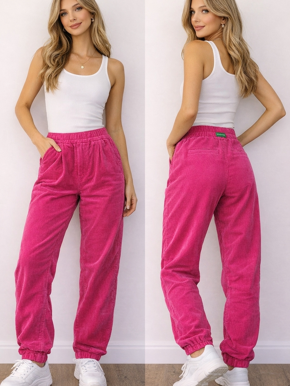 United Colors Of Benetton Hot Pink Corduroy Track Joggers